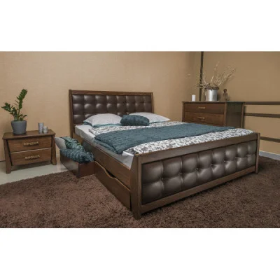 Bed "City" PREMIUM with soft headboard and drawers